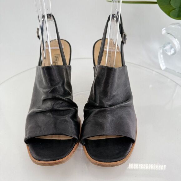 Paul Green Raquel Sandal Womens 10 Black Leather Open Toe Bootie Slingback - Picture 5 of 16